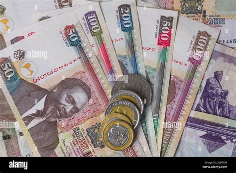 Kenyan Shilling Bank Notes And Coins In Various Denominations Stock Photo - Alamy