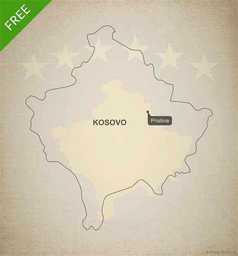 Free Vector Map of Kosovo Outline | One Stop Map