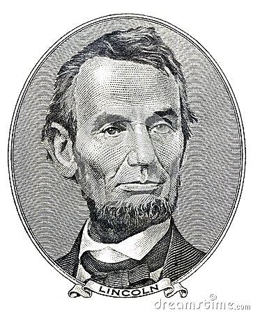 President Abraham Lincoln On Five Dollar Bill Royalty Free Stock Photos ...