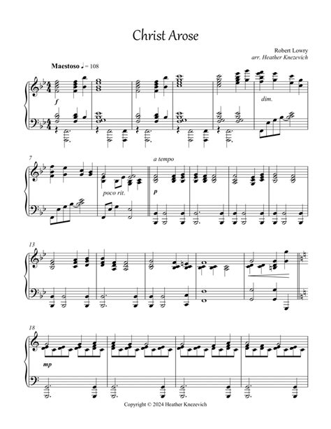 Christ Arose, advanced piano solo by Robert Lowry - Piano Solo - Digital Sheet Music | Sheet ...