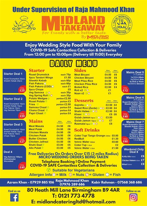 Take Away Menu – Midland Catering Ltd