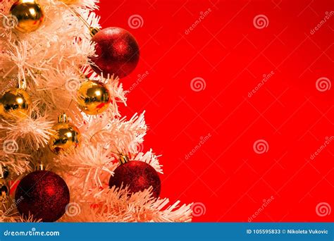 Christmas Tree on Red Background Stock Image - Image of celebration ...