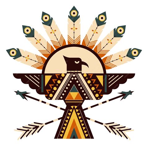 Premium Vector | Indian symbol icon symmetric eagle feather arrows