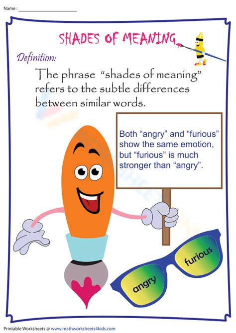 Shades Of Meaning | Chart Worksheet