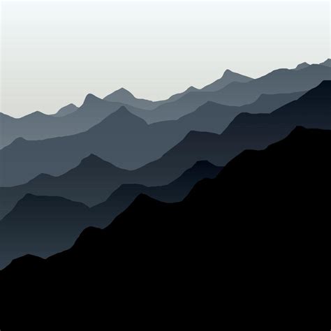 Beautiful black mountain landscape silhouette with fog and sunrise and ...