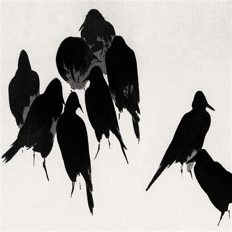 Crows Murder Traditional Japanese Wildlife Digital Art by Cozy Guru - Fine Art America