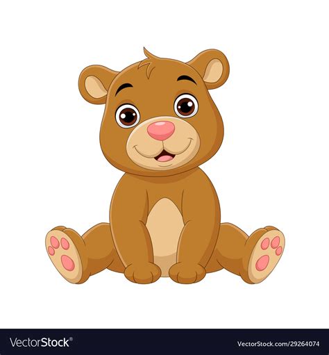 Cartoon cute baby bear sitting Royalty Free Vector Image