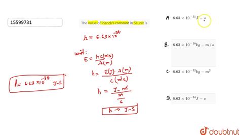 Planck's Constant With Units