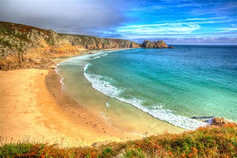 Porthcurno beach Cornwall England UK near the Minack Theatre Photograph ...