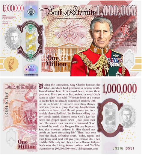 England KING CHARLES Million Pound Bill Play Funny Money Novelty Gospel ...