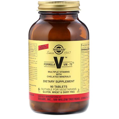 Solgar, Formula V, VM-75, Multiple Vitamins with Chelated Minerals, 90 ...