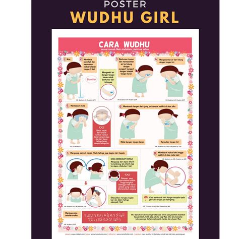 Jual Poster cara berwudhu girl wanita perempuan wudu wudhu media belajar pendidikan anak usia ...