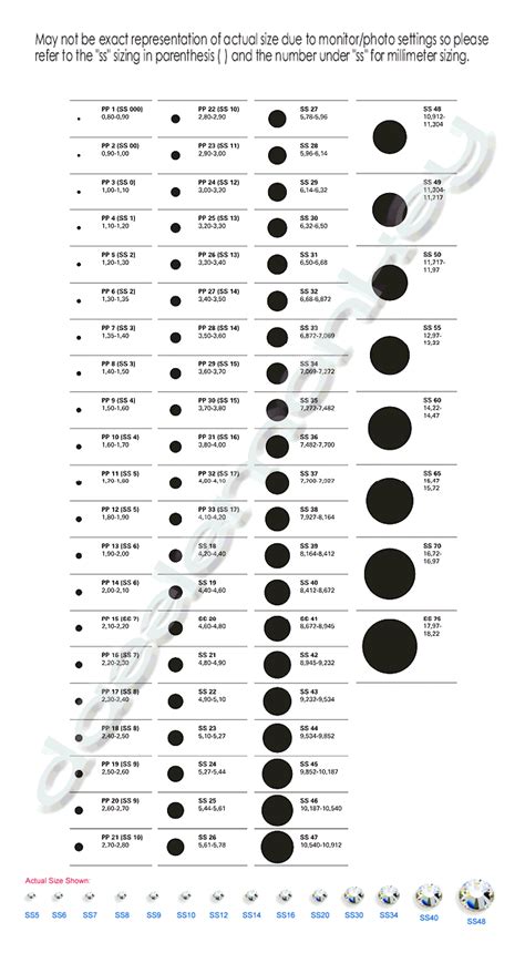 Free Printable Rhinestone Size Chart