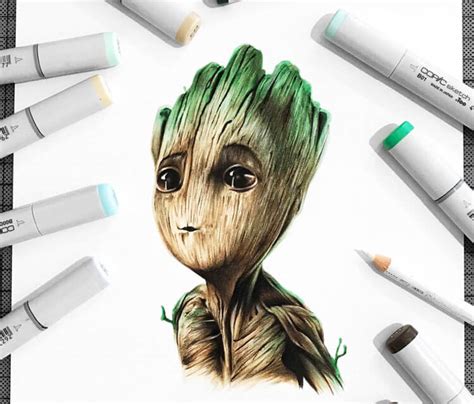 Baby Groot drawing by Stephen Ward | No. 3163