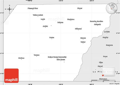 Silver Style Simple Map of Montezuma County