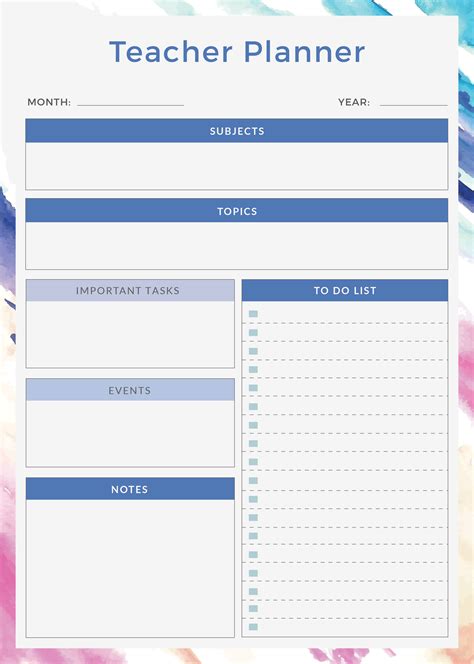 Free Teacher Planner Template in Adobe Photoshop, Adobe Illustrator, Adobe InDesign | Template.net