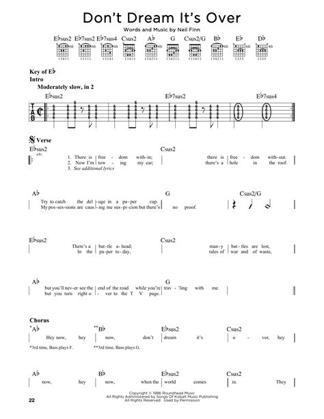 Don't Dream It's Over by Crowded House - Guitar Cheat Sheet - Guitar Instructor