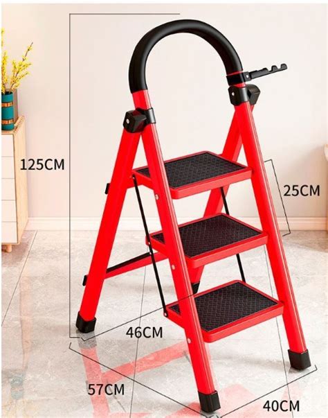 Bright RED Ladder / Steps, Sturdy & Portable, Furniture & Home Living, Home Improvement ...