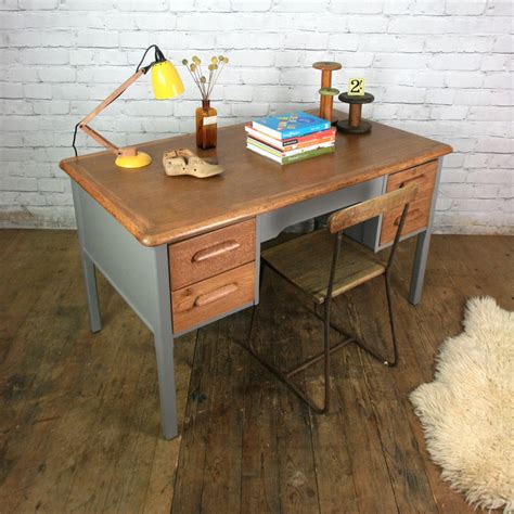 Vintage Abbess Oak School Teachers Desk – Mustard Vintage