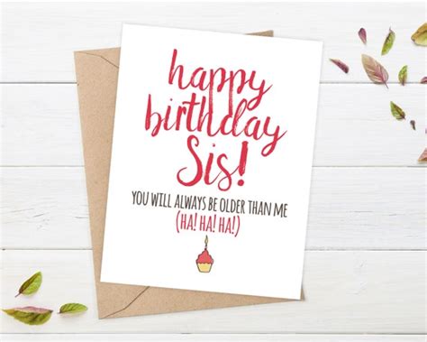 SISTER BIRTHDAY CARD Funny Older Sister Birthday Card Big | Etsy