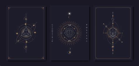 Geometric astrological symbols tarot card - Download Free Vectors ...