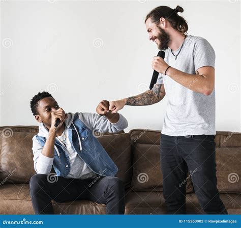 Friends at a Karaoke Singing Stock Photo - Image of musician, descent: 115360902