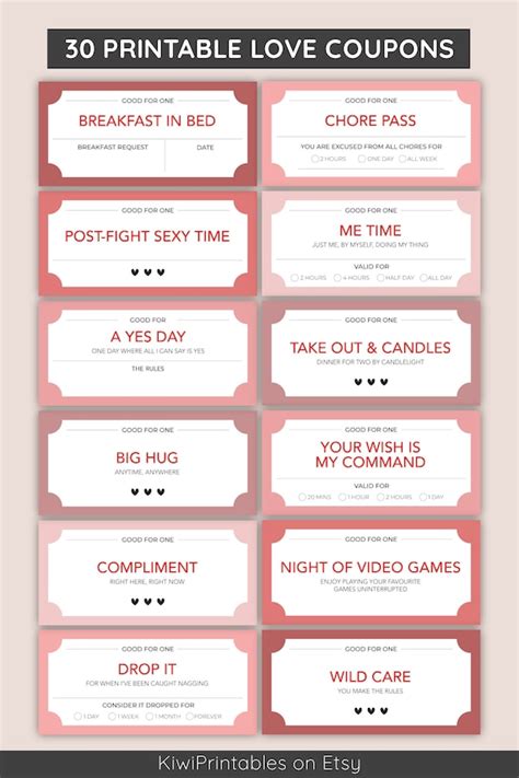 30 Fun Love Coupon Book Valentines Day Coupons Love Coupons - Etsy India