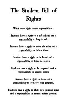 Printable Bill Of Rights For Students