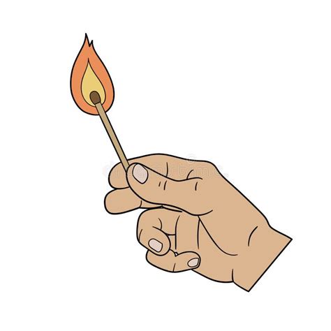 Lighting a match stock vector. Illustration of finger - 65610063