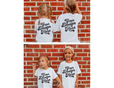 Kids Front & Back White T-shirt Mockup Model Bundle Trendy Toddler Shirt Mock up Baby Graphic ...