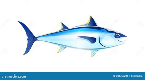 Cartoon Tuna Fish Isolated Cheerful Character Stock Illustration ...