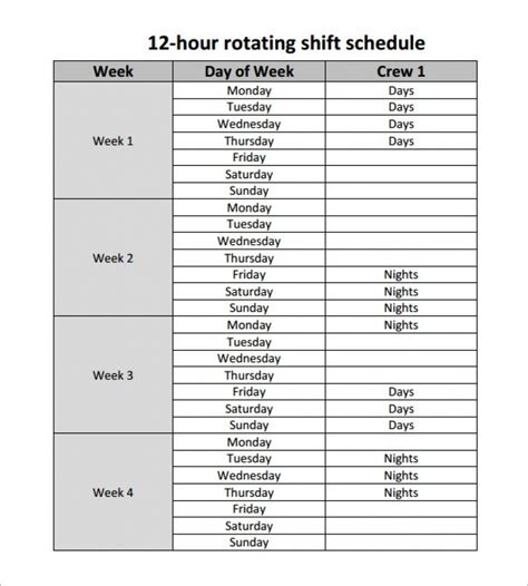 12 Hour Shift Schedule Template Excel | Calendar Template Printable