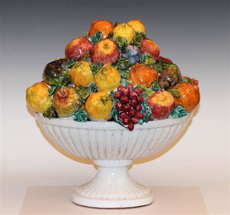 Large Vintage Italian Majolica Pottery Fruit Bowl Table Centerpiece at ...