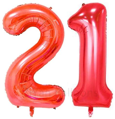 ZiYan 40inch Red Number 21 Balloon Party Festival Decorations Birthday ...