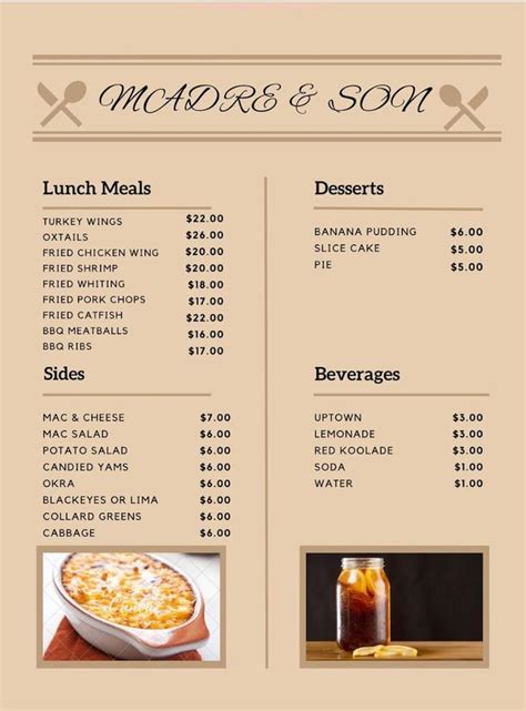 Online Menu of Madre & Son Soulfood Cafe Restaurant, Newark, New Jersey ...