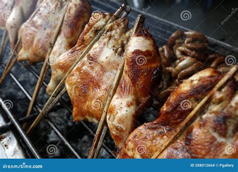 Grilled Chicken Street Food Stock Photo - Image of breast, appetizer: 208012664