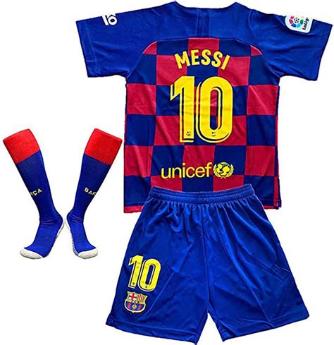 MBLLE #10 Messi Barcelona Home New Season - Playera Deportiva para niños y jóvenes, Rojo/Azul ...