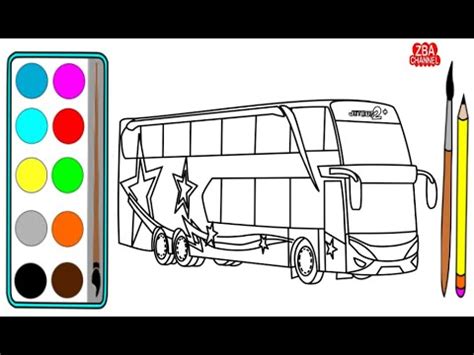 Cara Menggambar dan Mewarnai Bus Tingkat Untuk Anak - YouTube