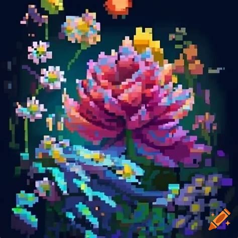 Detailed pixel art of wild flowers on Craiyon
