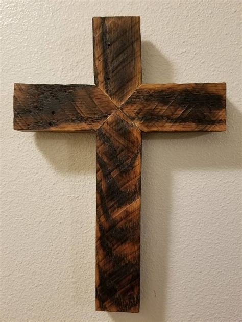 Rustic rough sawn oak wooden Cross, wall art. Hand made in U.S.A. | Cross wall art, Wall crosses ...