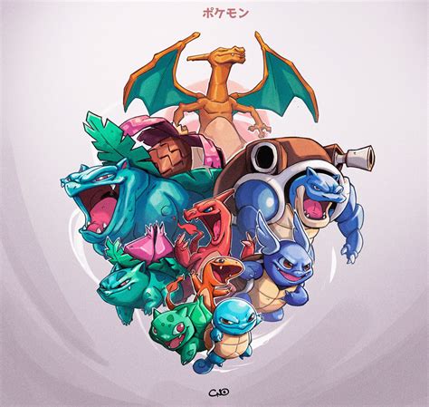 Pokemon-Kanto starters on Behance