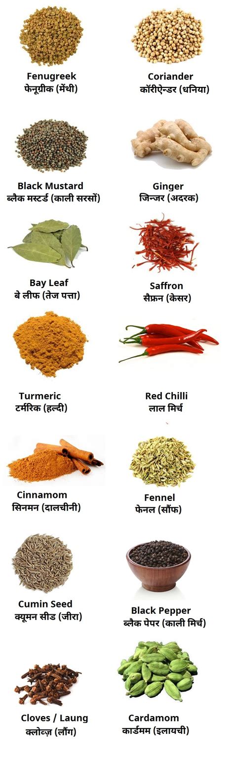 Indian Spices With English Names