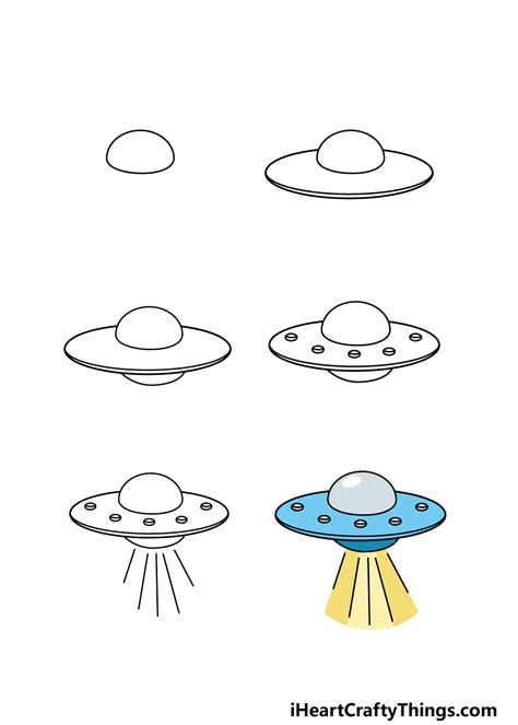 UFO Drawing - How To Draw A UFO Step By Step