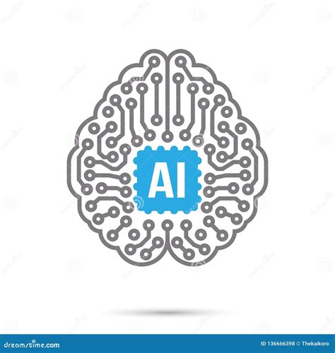 AI Artificial Intelligence Technology Circuit Brain Symbol Icon Stock ...