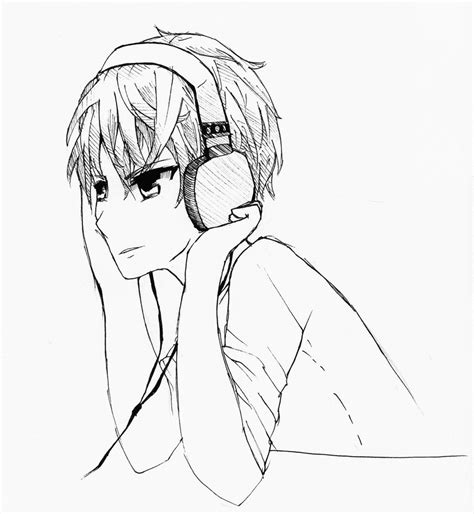 Anime Guy With Headphones Drawing | Eumolpo Wallpapers