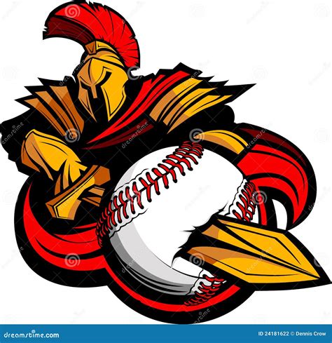 Spartan Baseball Mascot Body With Sword And Ball Stock Photography - Image: 24181622