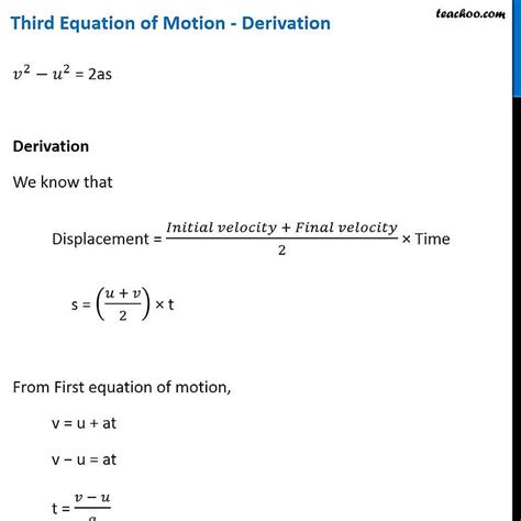 Third Equation of Motion - Derivation, Explanation - Teachoo Science