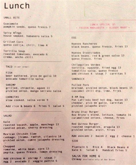 Bar Bruno Menu, Menu for Bar Bruno, Carroll Gardens, New York City ...