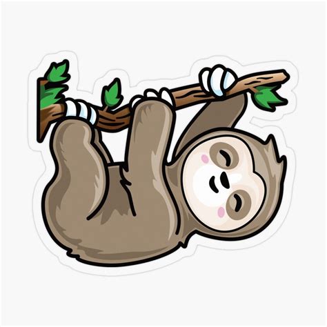 Kawaii Cute Climbing Sloth Sticker by pablomendoza | Cute cartoon ...