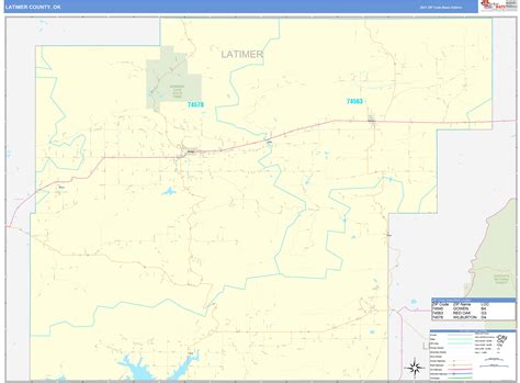 Latimer County, OK Zip Code Wall Map Basic Style by MarketMAPS - MapSales